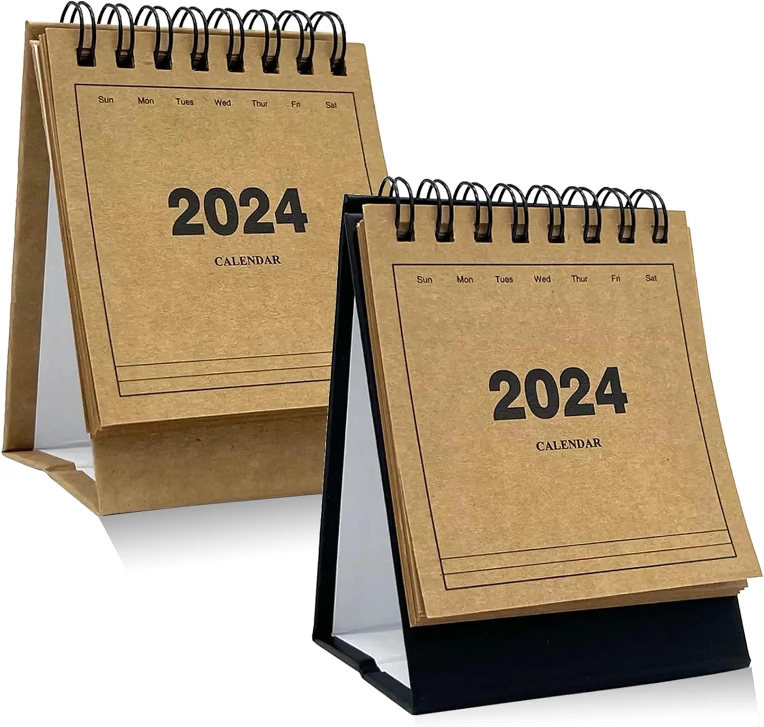 Mini Desk Calendar 2023-2024 Sep 2023 December 2024 Thick Paper Twin-Wire Binding with Stickers for Home Office School