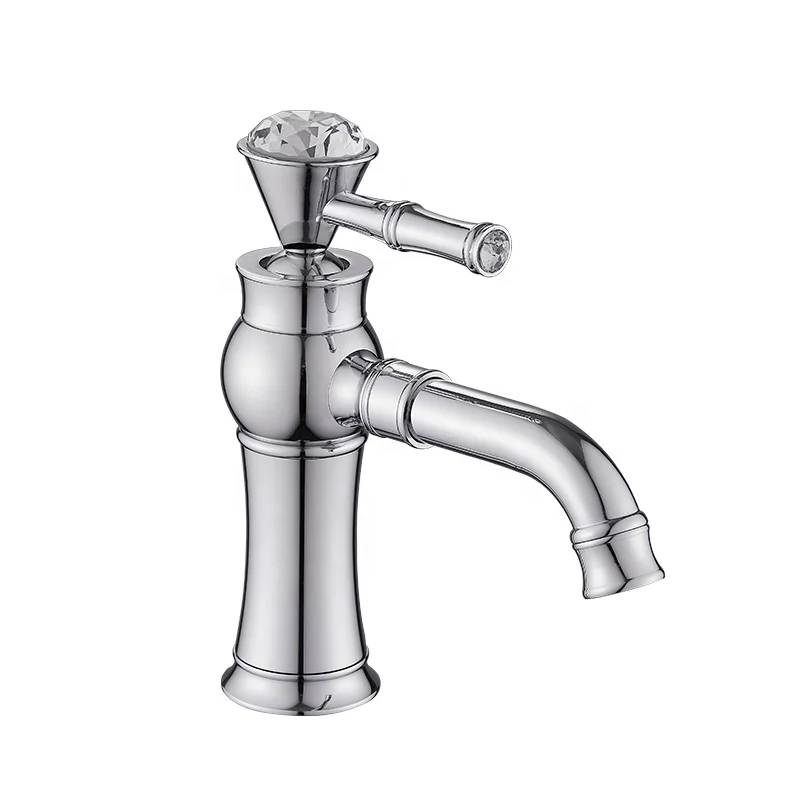 Смеситель для раковины HUADIAO с хрустальной ручкой, экономичный кран для ванной и кухни, латунный, для горячей и холодной воды, ODM/OEM