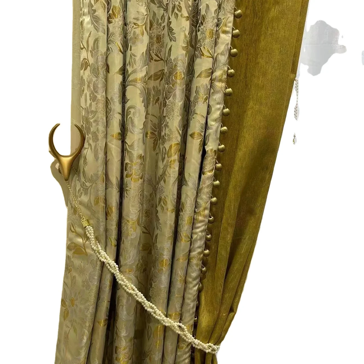 Court style maple leaf embroidery jacquard polyester fabric High quality curtain jacquard fabric Geometric texture fabric