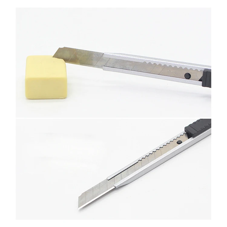 
The latest high-quality Office 9mm Industrial safety metal ABS art knife 1 blade office utility knife pusher 