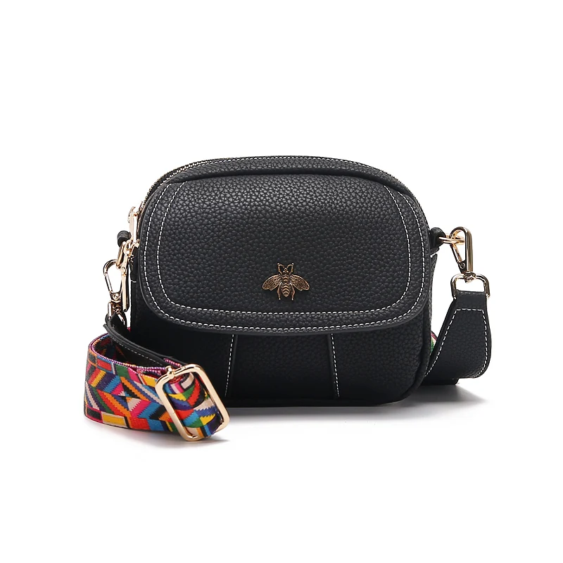 Сумка через плечо с украшением пчелы, водонепроницаемая сумка через плечо из искусственной кожи, цветной ремешок, оптовая продажа женских сумок