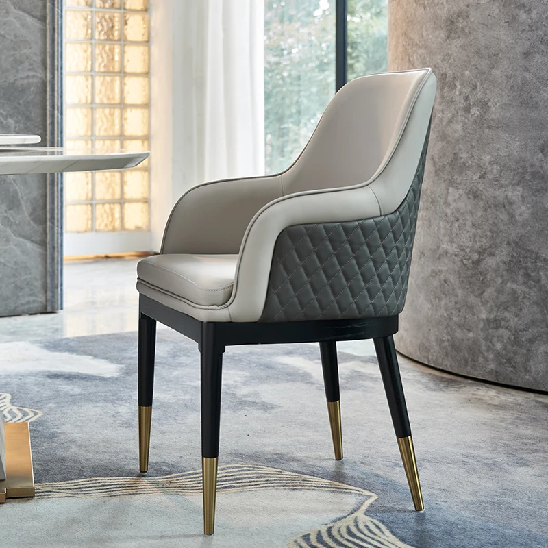 Italia style Luxury Dining Room Hotel Furniture Leather Armrest chair Upholstery Dining Chairs