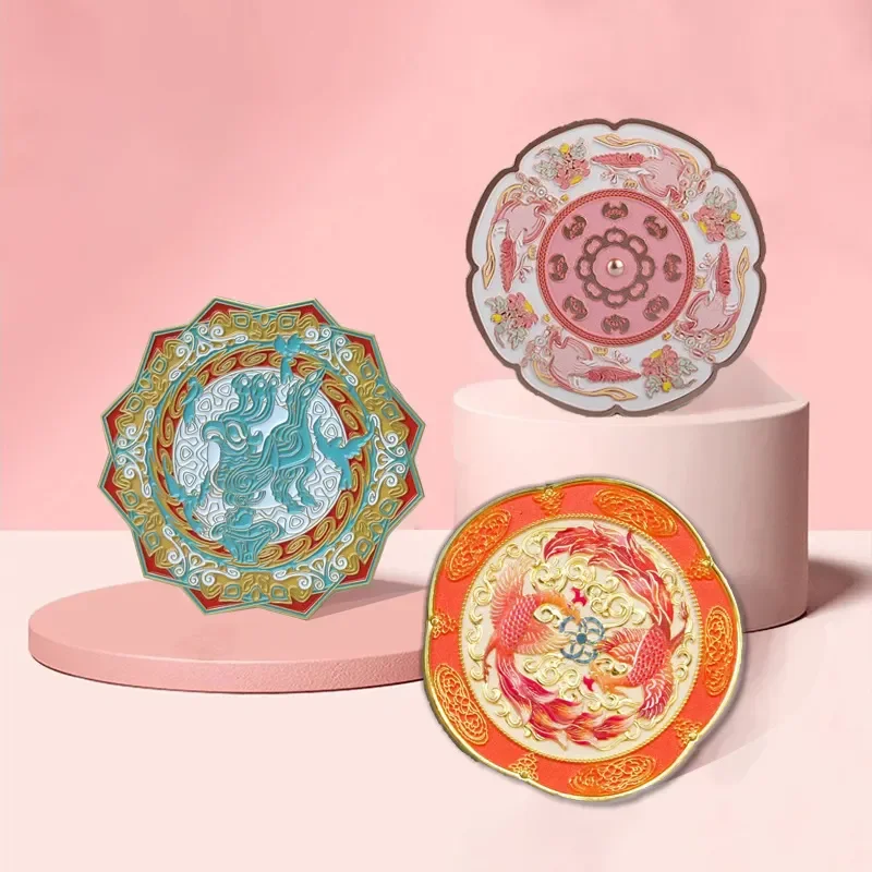 High quality Vintage Compact Pocket Mirror Double Sided Floral Printed Makeup Folding Mirror  portable mirror