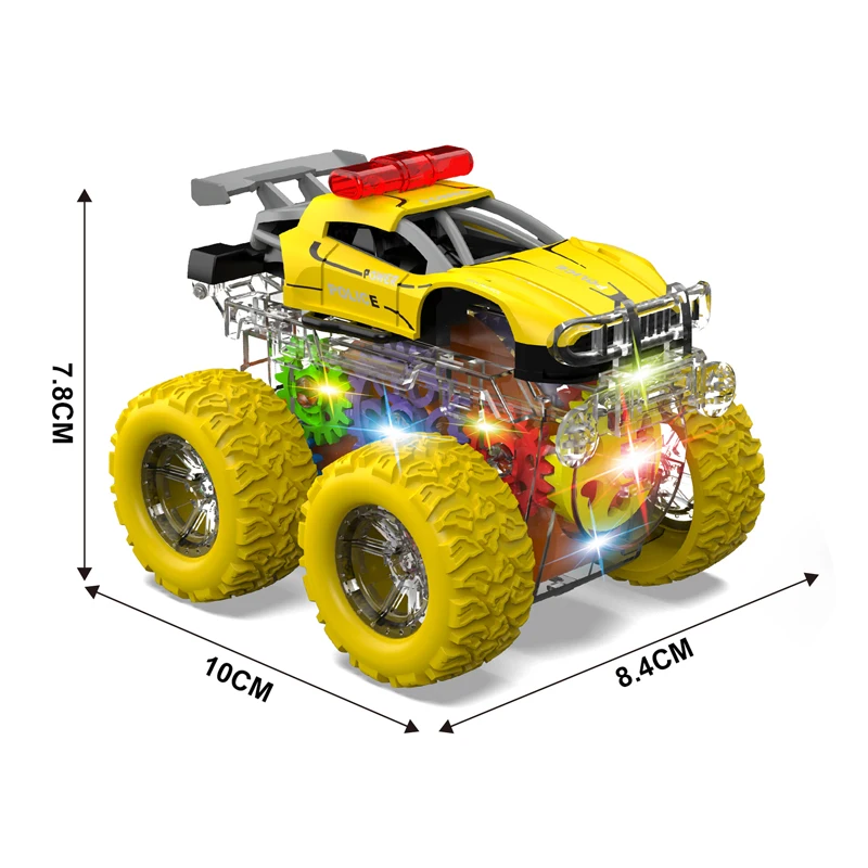 Four-wheel Drive Off-road Vehicle Child Model Colorful four-wheel drive dual inertial stunt police car with lights