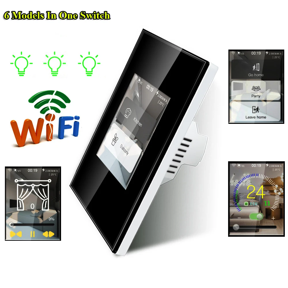 Волшебная панель Lanbon L8 Smart Life с дистанционным управлением по Wi-Fi новый сенсорный настенный выключатель ЖК-дисплеем пять в одном умный переключатель 1/2/3