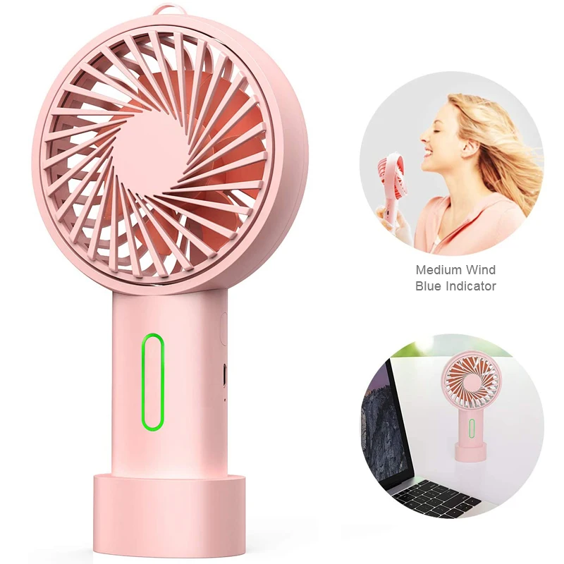 Съемный портативный мини-вентилятор на шнурке с питанием от USB и аккумулятором 3 скорости