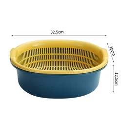 Wholesale Kitchen Tool Multii-funtion Fruit Vegetable Storage Double Layer Plastic Drain Basket With Lid