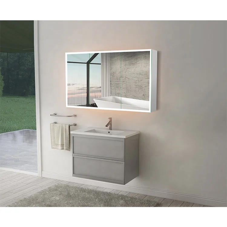 Recessed installation available new design storage bathroom mirror cabinets with led light