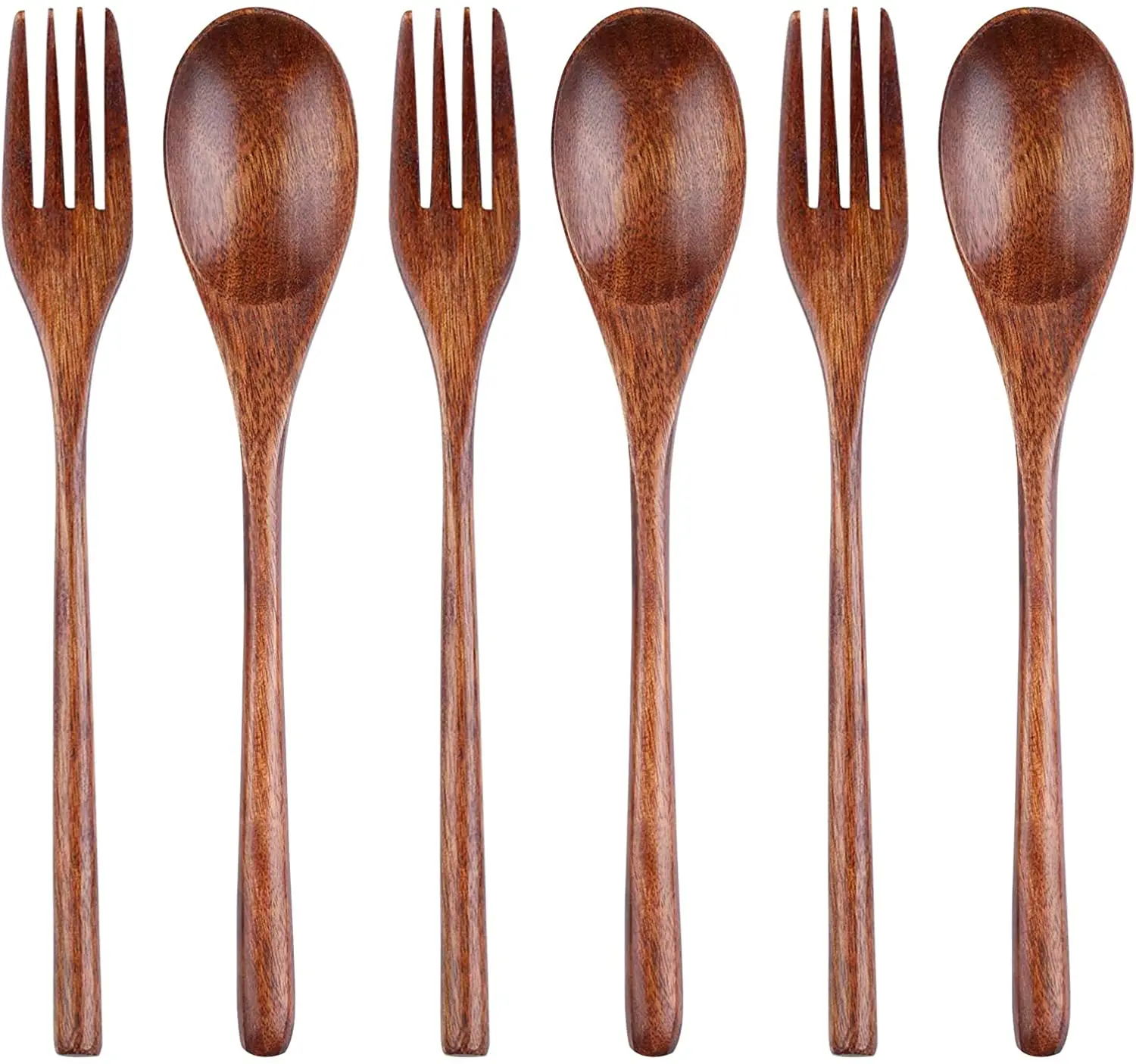 SLT New  Wooden Spoons and Forks  Wooden Tableware  Kitchen Flatware for Food Desserts Soup Salad Fruit
