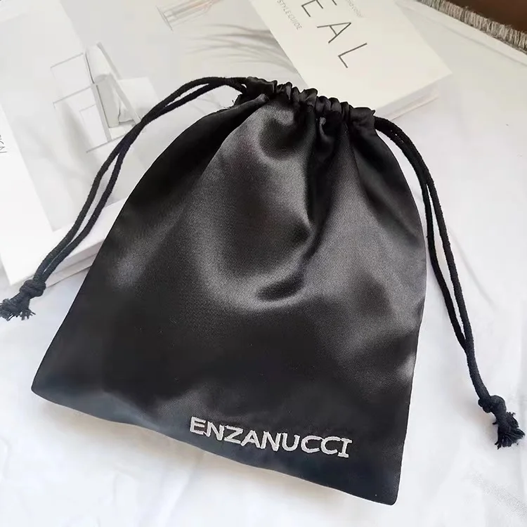 Jewellery Satin Pouch Packaging Gift Pouches Manufacturer Custom Logo Soft Wig Underwear Drawstring Small Silk Satin Dust Bags