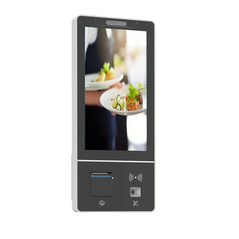 24 inch vertical screen fully automatic cashless payment booth, high brightness touch screen supermarket payment kiosks