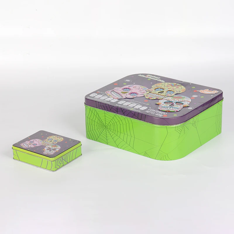 Custom Printed Cookies Tin Jar Bulk Cookie Box Tin Suppliers Large Tin Box for Cookie for Halloween