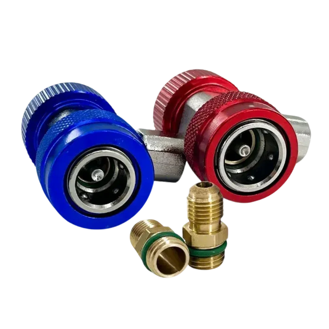 Cheap 2 Pcs Car air conditioner fluoride converter Quick Coupler Connector Adapter Fittings High Low Manifold Durable