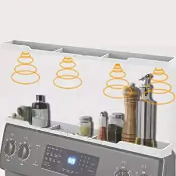 Stove Top Shelf 30 Inch Silicone Material Magnetic Shelf for the Stove 3 Functional Partitions Kitchen Spice Rack Organize