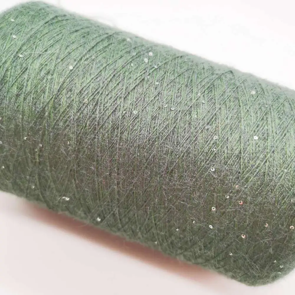 New arrival viscose core spun yarn with sequins spangles beads yarn for knitting and weaving garment, jersey, sweater
