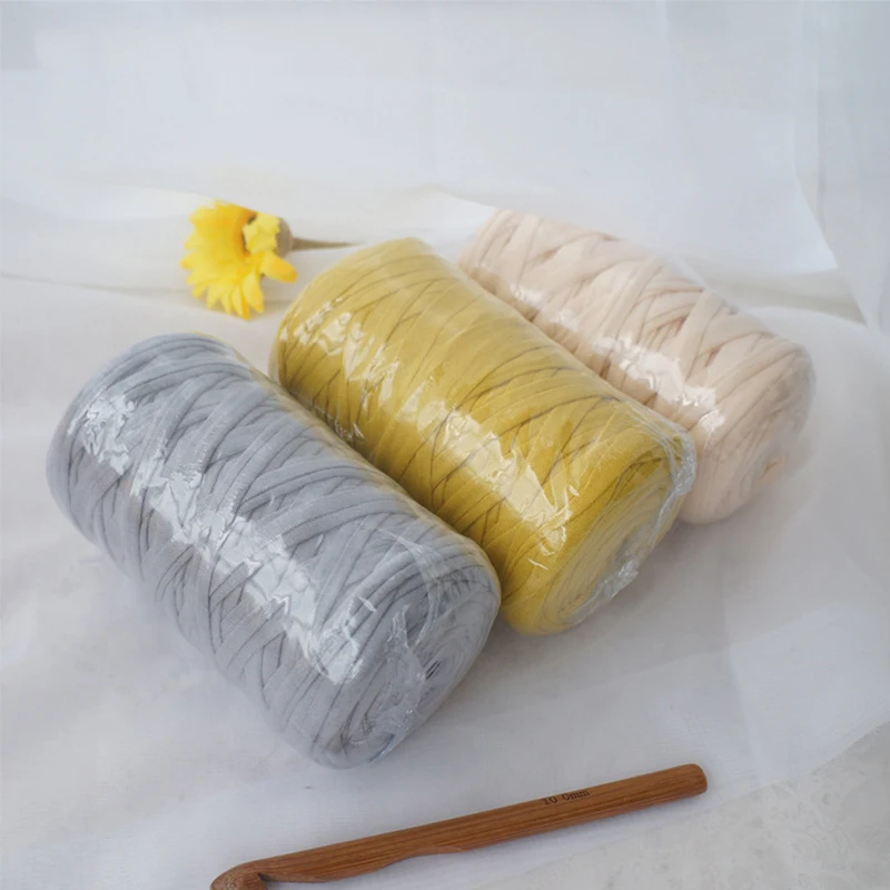 ZENGLONG 210g 1ply 35% cotton 65% polyester hand knitting blended yarn t-shirt yarns crochet colorful tshirt
