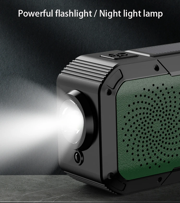 D589 Powerful Flashlight Radio Speakers Mini Wireless Panels From Recycled Material Solar Speaker With Bike Motorcycle Stand