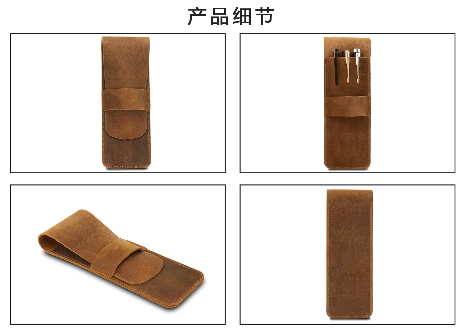 New pen case simple small pencil case cowhide pencil case personalized handmade creative retro stationery box storage bag