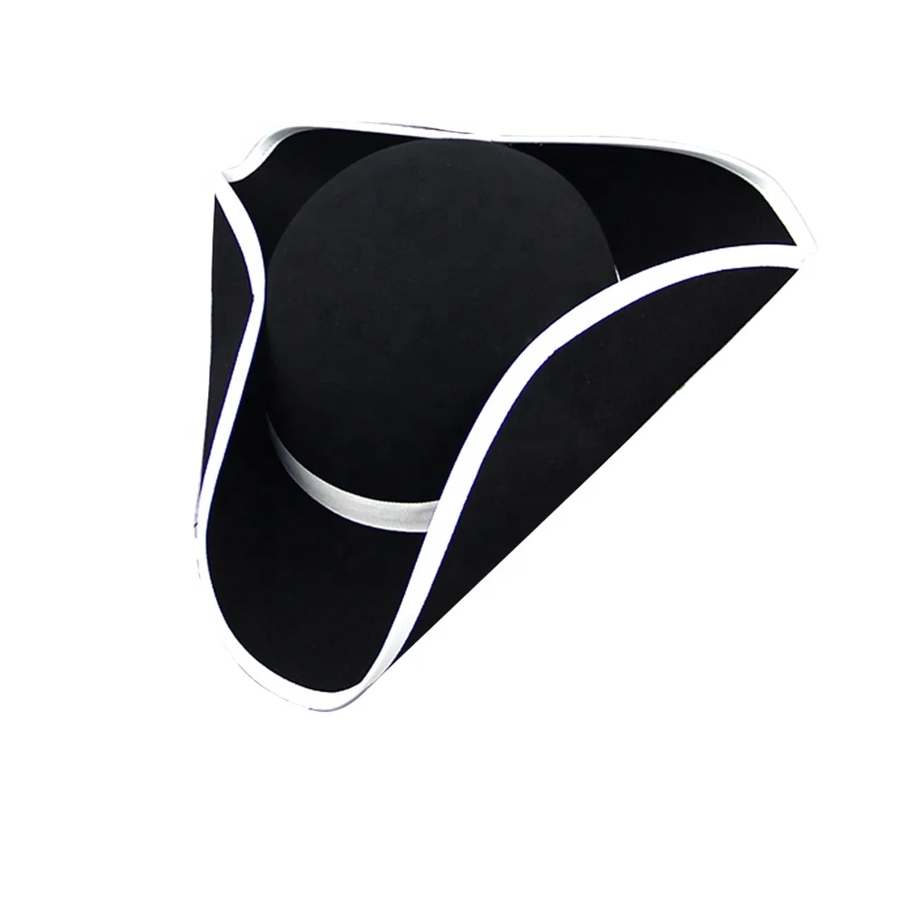 LiHua 2021 New Unisex Pirate Hats Black 100% Wool Contrast Wool Felt Hat PIRATE Hats