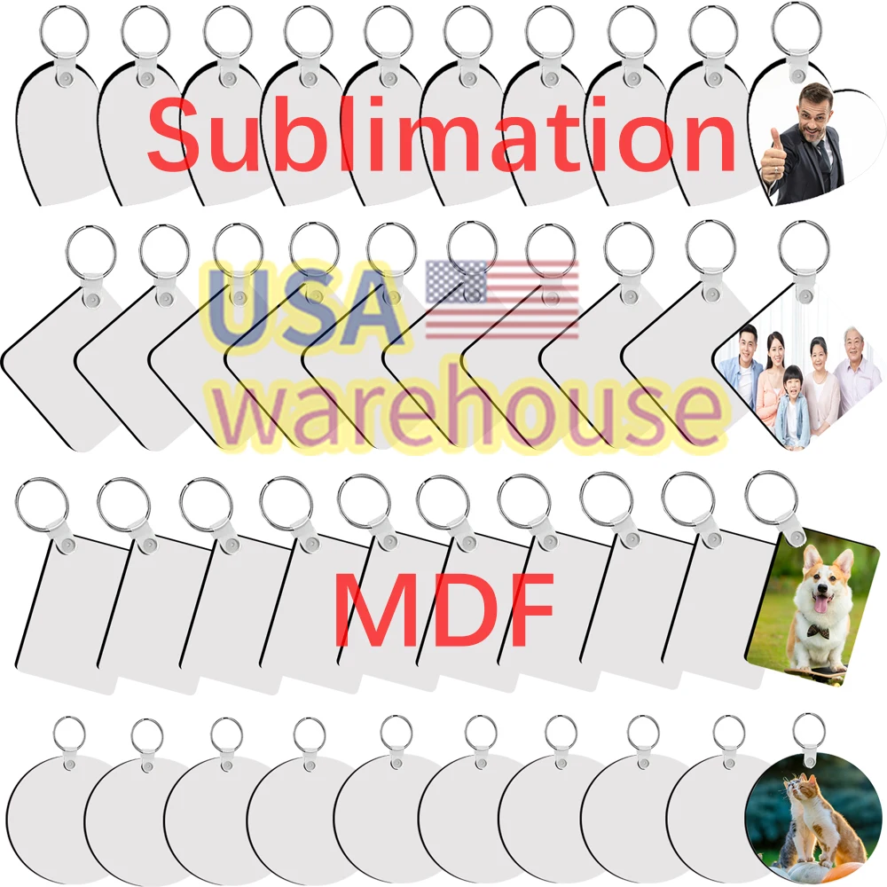 Сублимационный брелок заготовки брелки для ключей изготовленные на заказ из МДФ двухсторонние с кольцами печатью теплопередачей деревянные