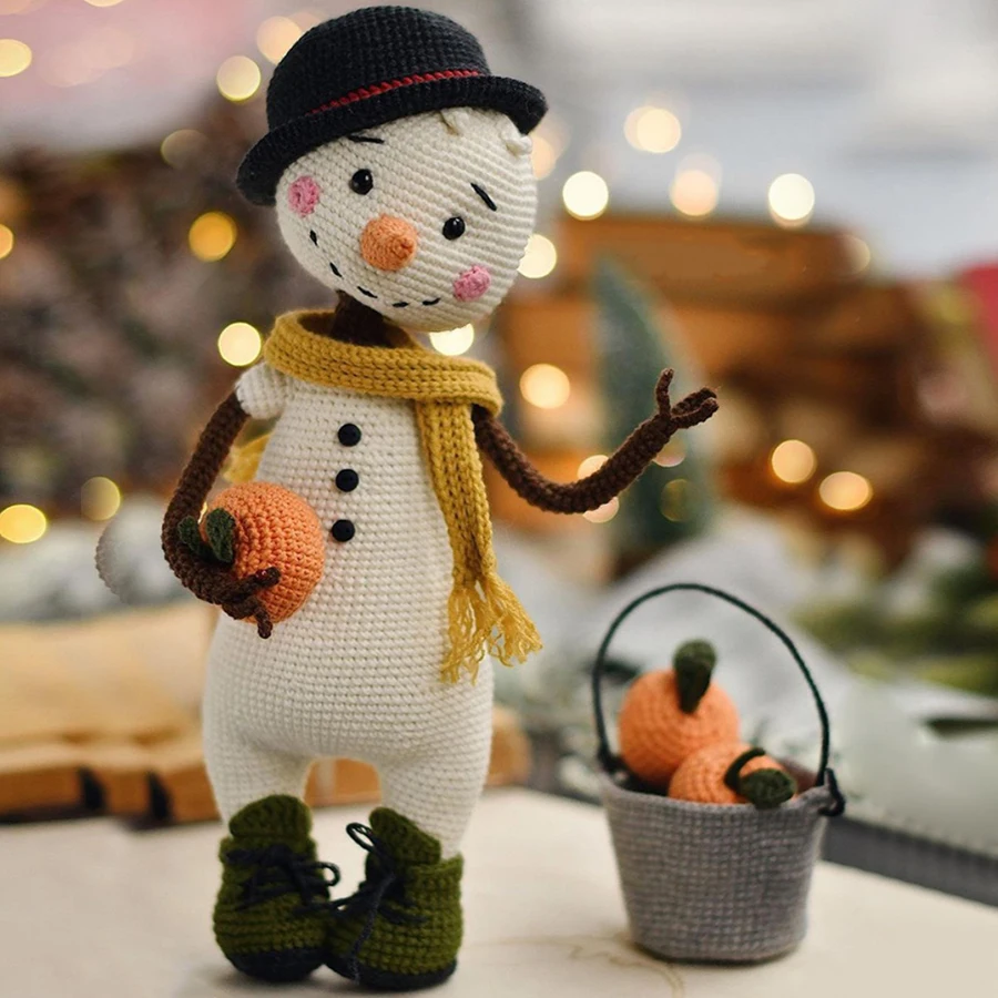 Cute Adorable Snowman Crochet Doll Crochet Knitting Kit Accessories To Crochet Kit for Beginners Knitting Kits Hooks Yarn Set