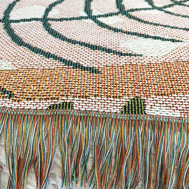 Custom Cotton Polyester Yarn Dye Weaving Accept Custom Artwork With Logo Cheap Throws Sofa Tapestry Knitted Woven Blanket