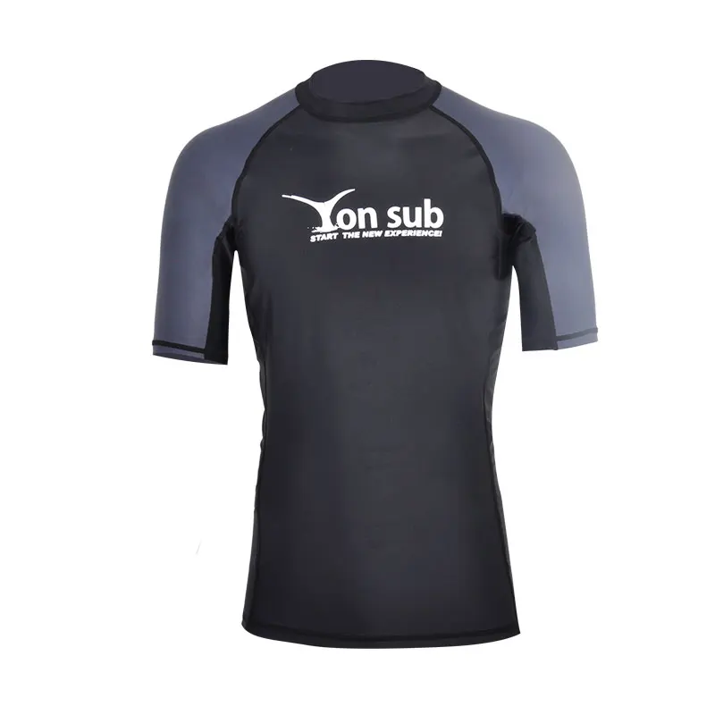 YONSUB Men Surf Rash Guard Lycra Short Sleeve Top Quick Dry Kitesurf Windsurf Dive T-Shirt UV-Protection UPF 50+ Beach Swimwear