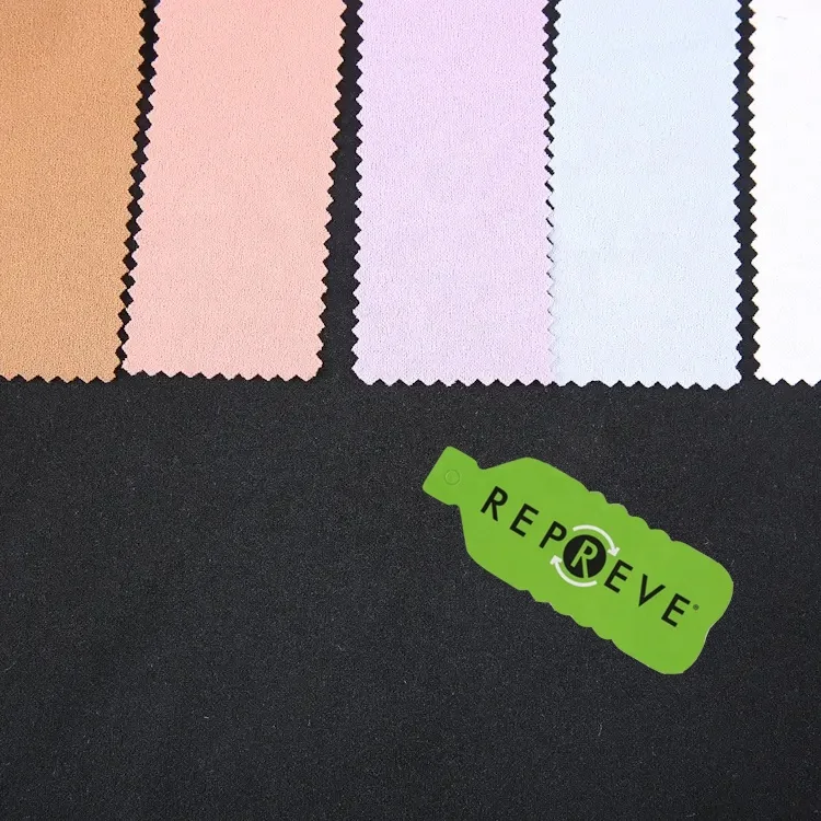 GRS knitted double faced hemp stretchless tecidos habijabi inelastic 100% spun polyester eco-friendly scuba moss crepe fabric