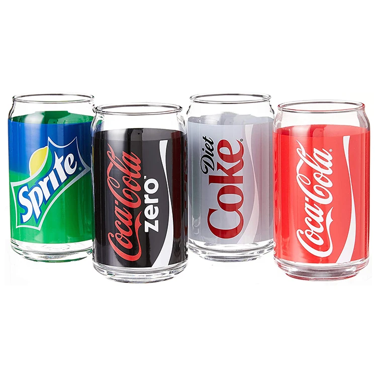 330ml cola beer can shaped glasses coke can glass cup with custom decal logo