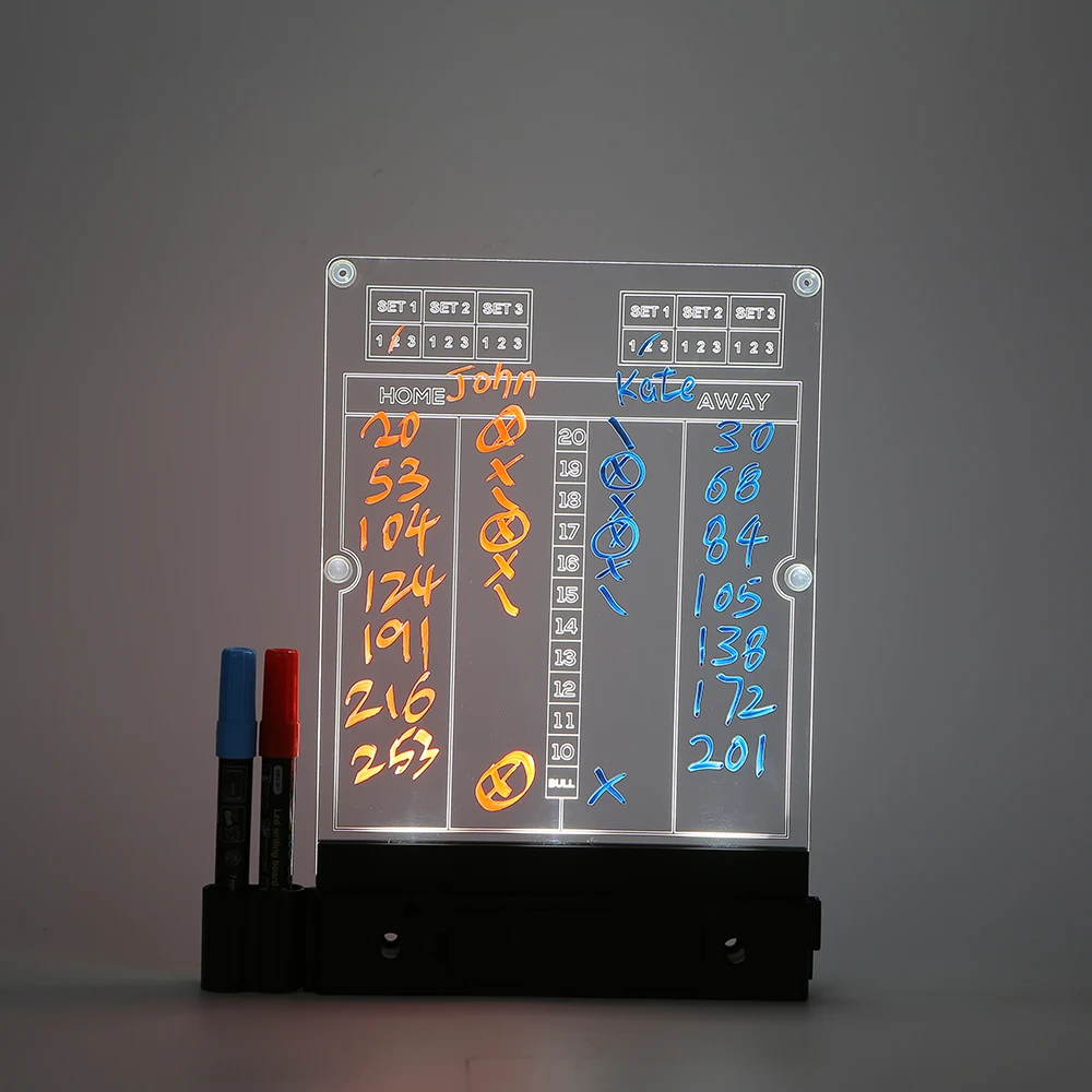 Indoor/Outdoor Interactive Dartboard Games Score Board with Two Markers, Mounting Hardware and Wipe