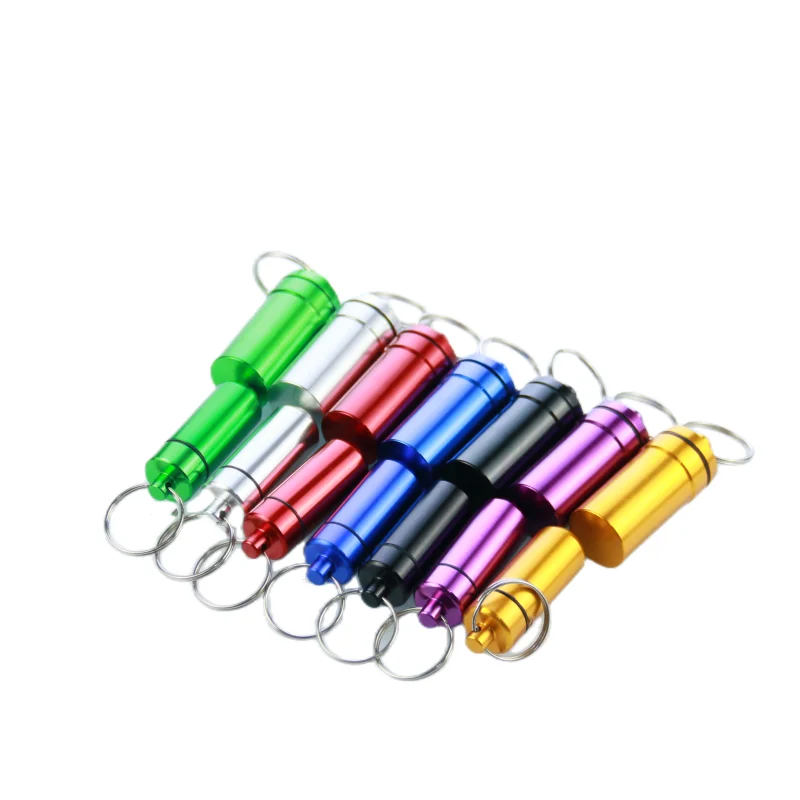 Wholesale Travel Portable Capsule Storage Container Small Mini Metal Aluminum Pill Boxs Bottle With Key Chain