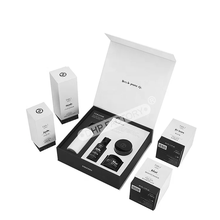 New Arrival Luxury Holography Shiny Display Custom Door Open PR Beauty Cosmetic Package Skincare Product Gift Set Packaging Box