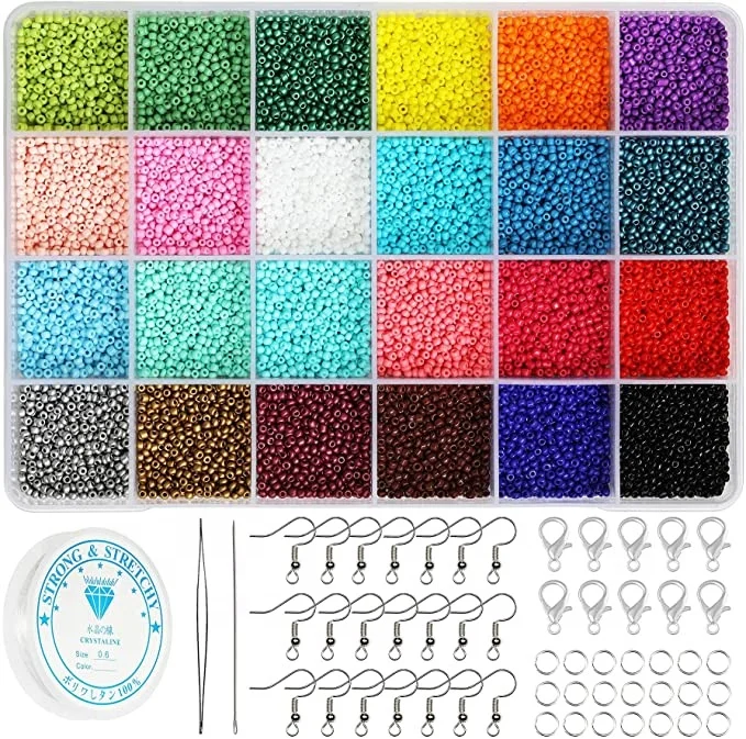 Glass Jewelry Making Kit Beads Craft Set Pony Seed Letter Alphabet DIY Art glass seed beads birthday