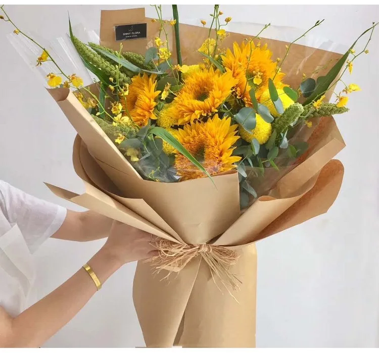 
20 листов/пакет 50*70 см переработанная коричневая крафт-оберточная бумага для упаковки подарков и цветочного клатча 