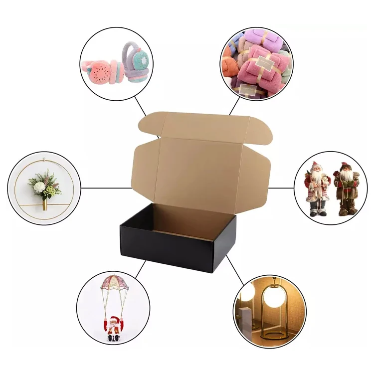 12x9x4 Corrugated Cardboard Black Folding Shipping Boxes for Packaging Small Business