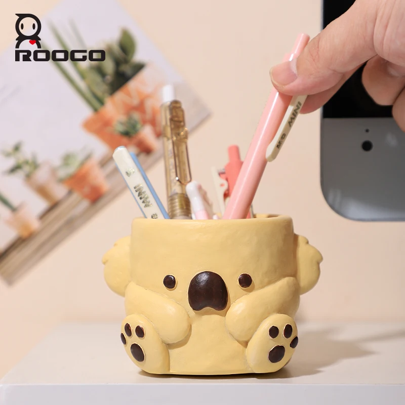 Цветочный горшок из смолы Roogo в форме животных льва и коалы очаровательный декор цветочный для суккулентов