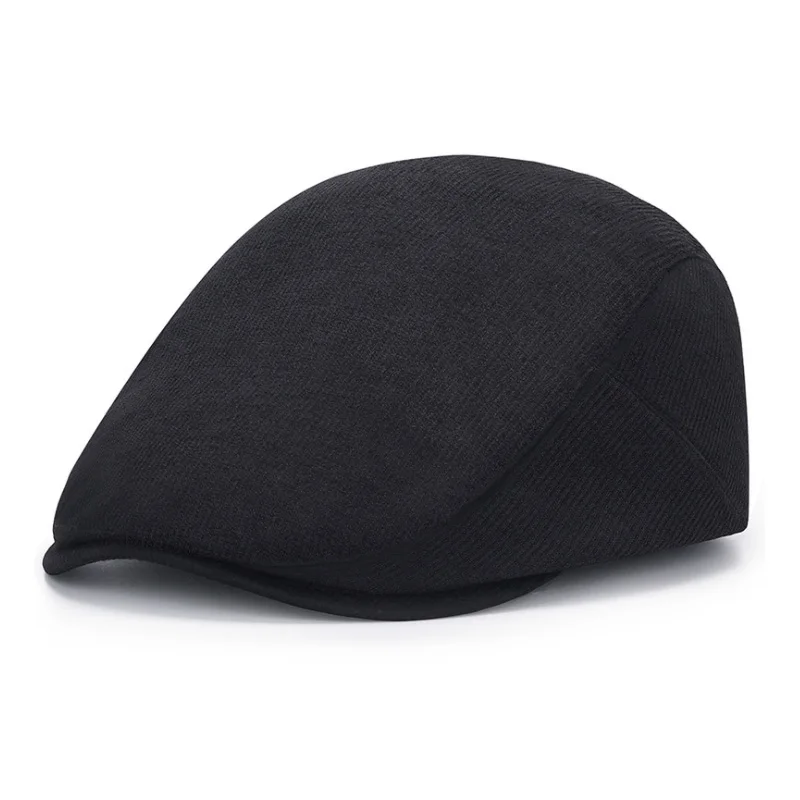 Men Flat Ivy Cap Blended Newsboy Cap 1920s Irish Hats Gatsby Cap Black