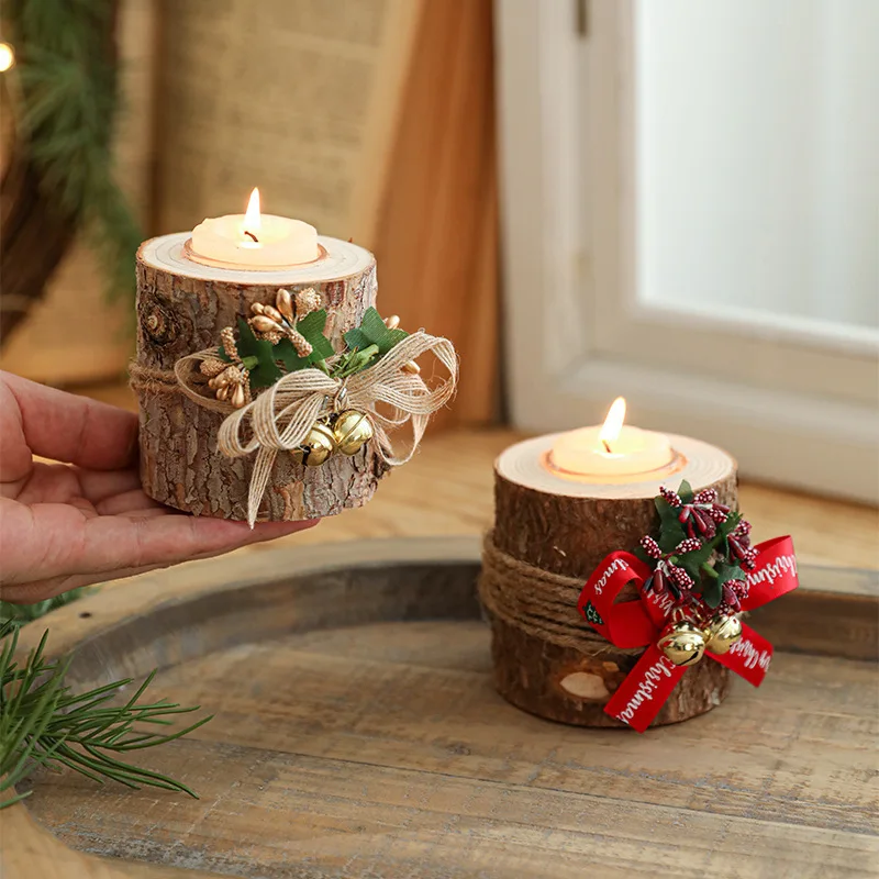 Candlelight Dinner Table Decoration Christmas candlestick christmas wooden decoration candles wood christmas table candleholder