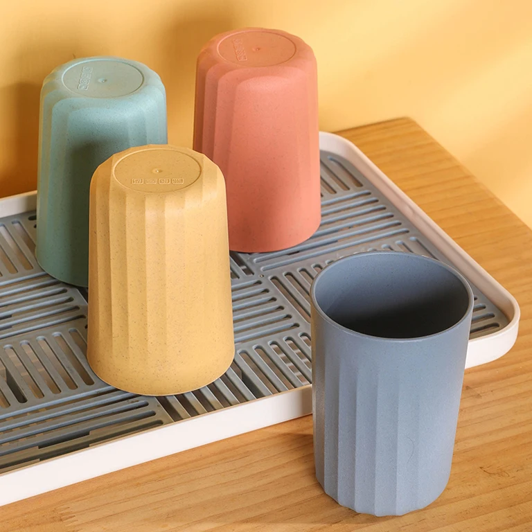 Custom Bpa Free Eco Friendly Wheat Straw Home Party Children Coffee Cup Travel Camping Picnic Reusable Plastic Tea Mug With Logo