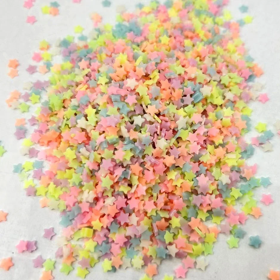 500g Glow Colorful Star Hollow Heart Leaf Polymer Clay Slices Sprinkles for DIY Crafts Filling Accessories