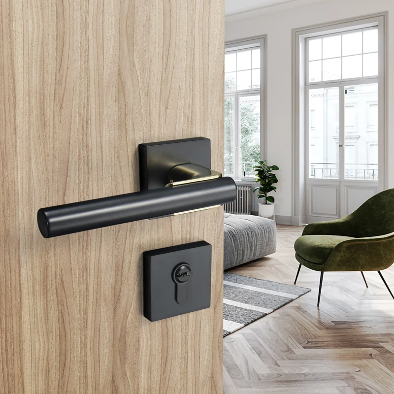 YONFIA 8141R03 High-grade European Style Door Handle Lock Zinc Alloy Modern Interior Bedroom Lock Anti-theft Home Room Safe