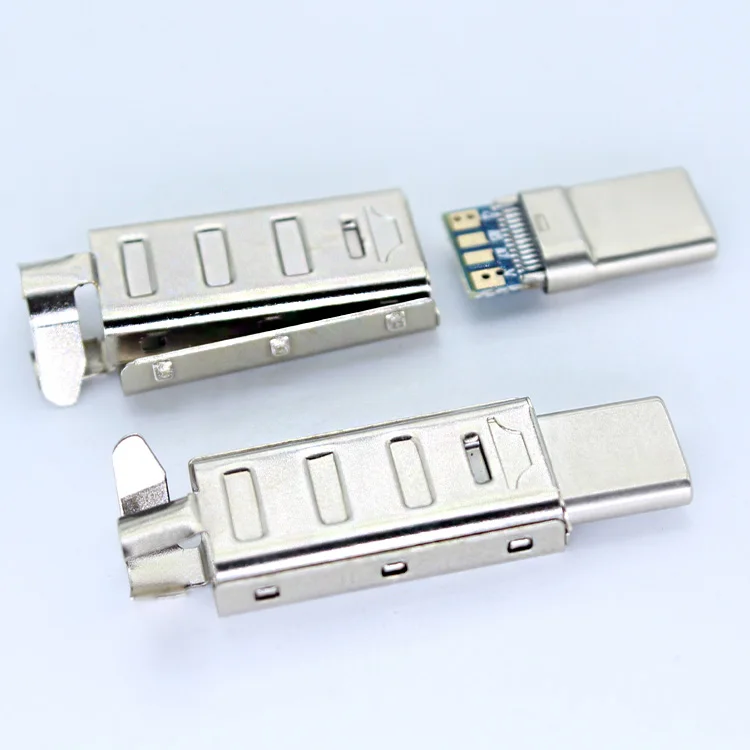 Usb-C 2.0 Plug Diy Housing Gold Usb-A Shell Usbc 5.1K Ohm Resistor 24pin 4p 4Pin Male USB Type C Connectors With Metal Housing