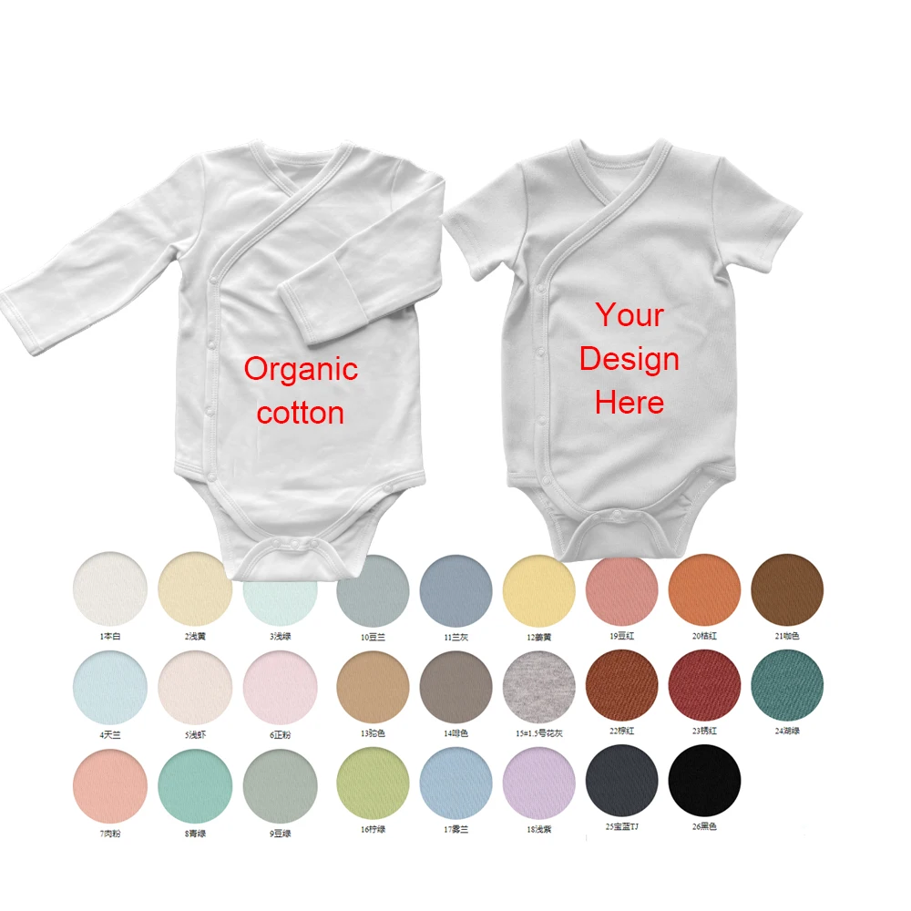 wholesale newborn Baby clothes Gots organic cotton newborn baby bodysuit customized logo baby girl romper infant bodysuit