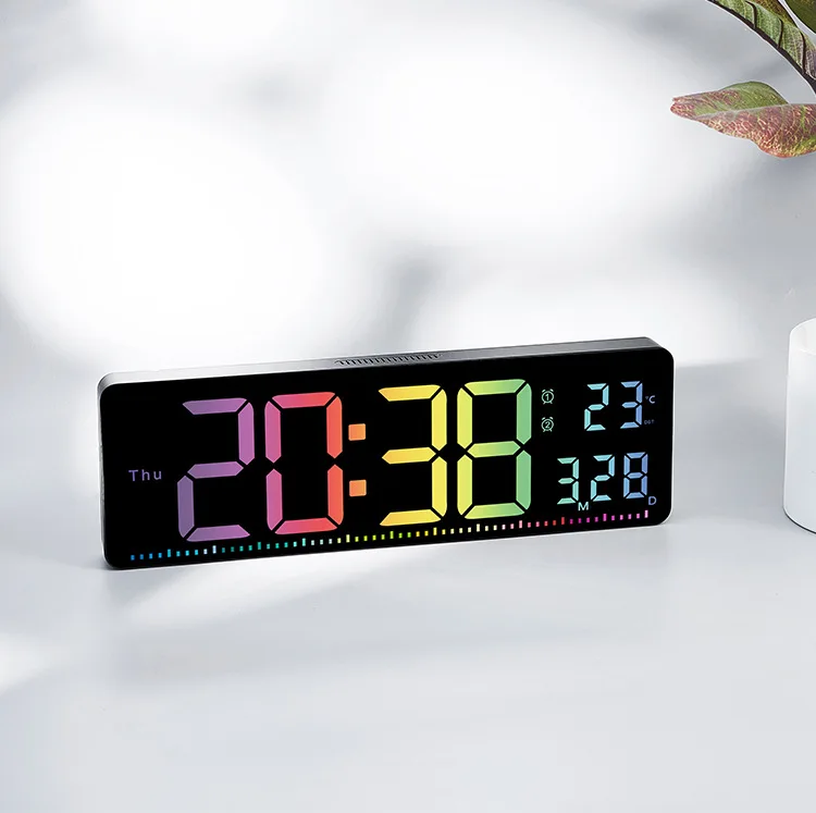 Automatic Brightness Dimmer Modern Wall Clock Home Decoration Large Display Digital Table Desk Alarm Clock with Remote Control