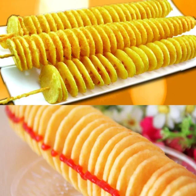 Twist potato chips cutter,potato spiral slicer cutter,automatic making twist potato tower machine