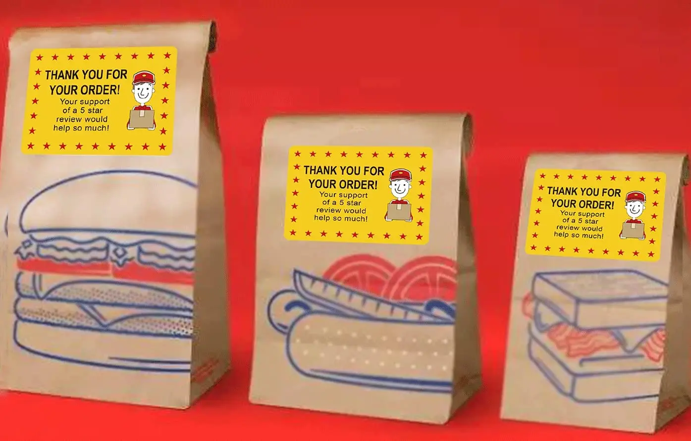 Food Delivery Tamper Evident Stickers & Thank You for Your Order Sticker for Packaging ,Purchase, Customer