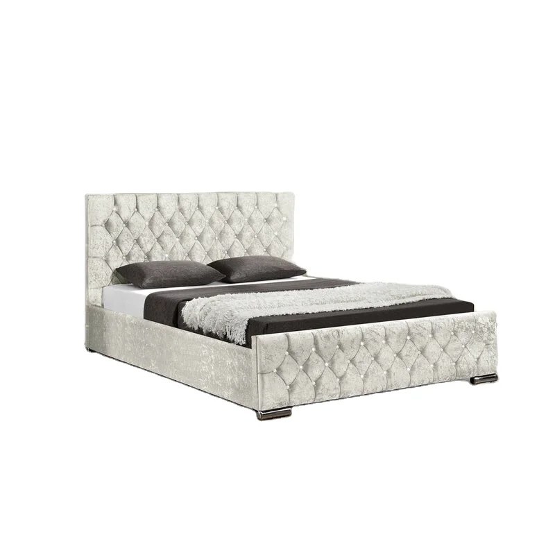 Hot Selling Leather And Fabric 160x200 British Style Gas Lift Ottoman Bed Frame With Storage