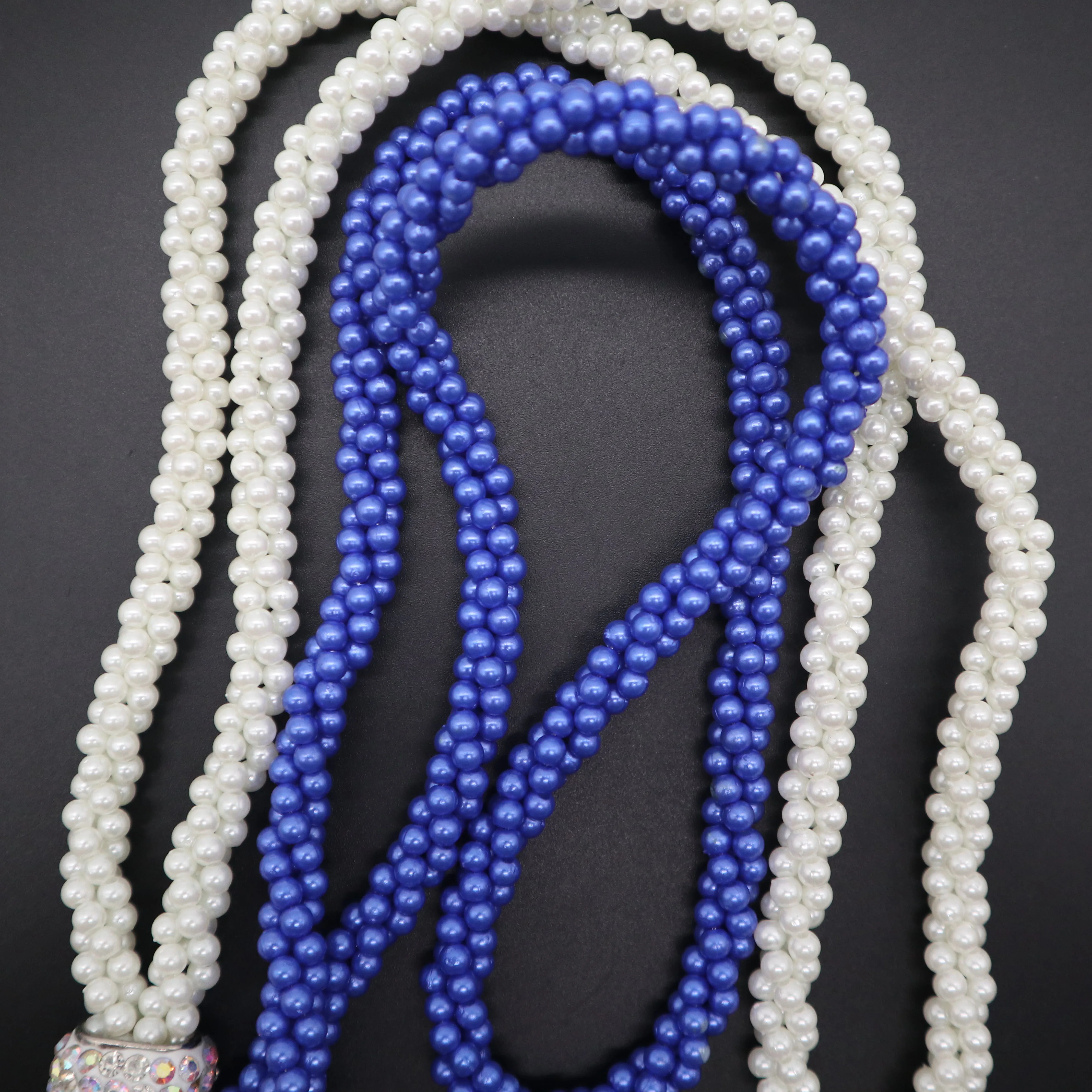 Royal blue strap lanyard bead lanyard for mobile phone chain teacher  Pearl Lanyard