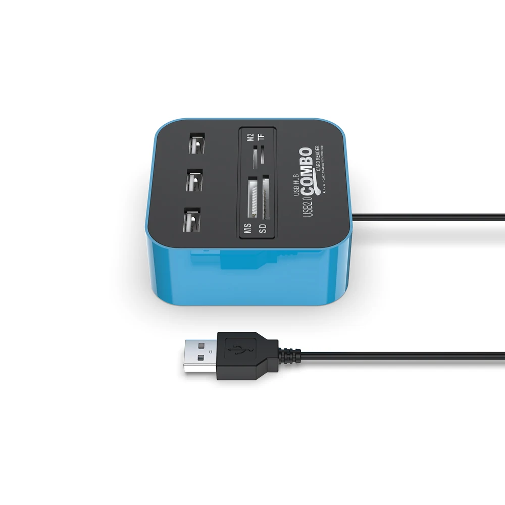  Квадратный концентратор USB 2 0 с 3 портами + кардридер