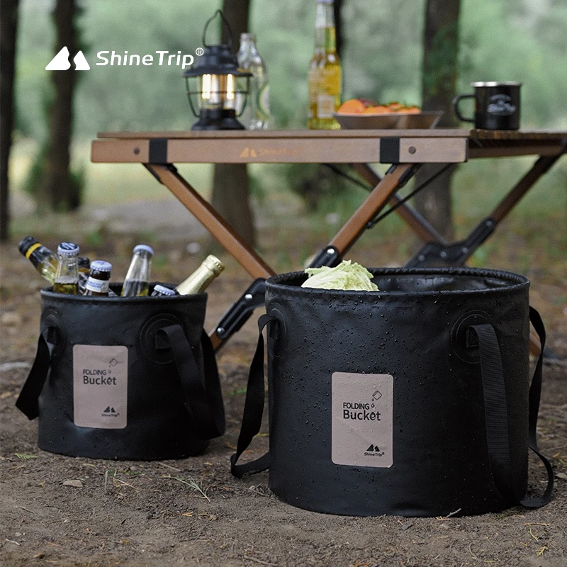 ShineTrip Outdoor Thickened Portable High Temperature Resistant Large Capacity Bucket Folding Camping Bucket